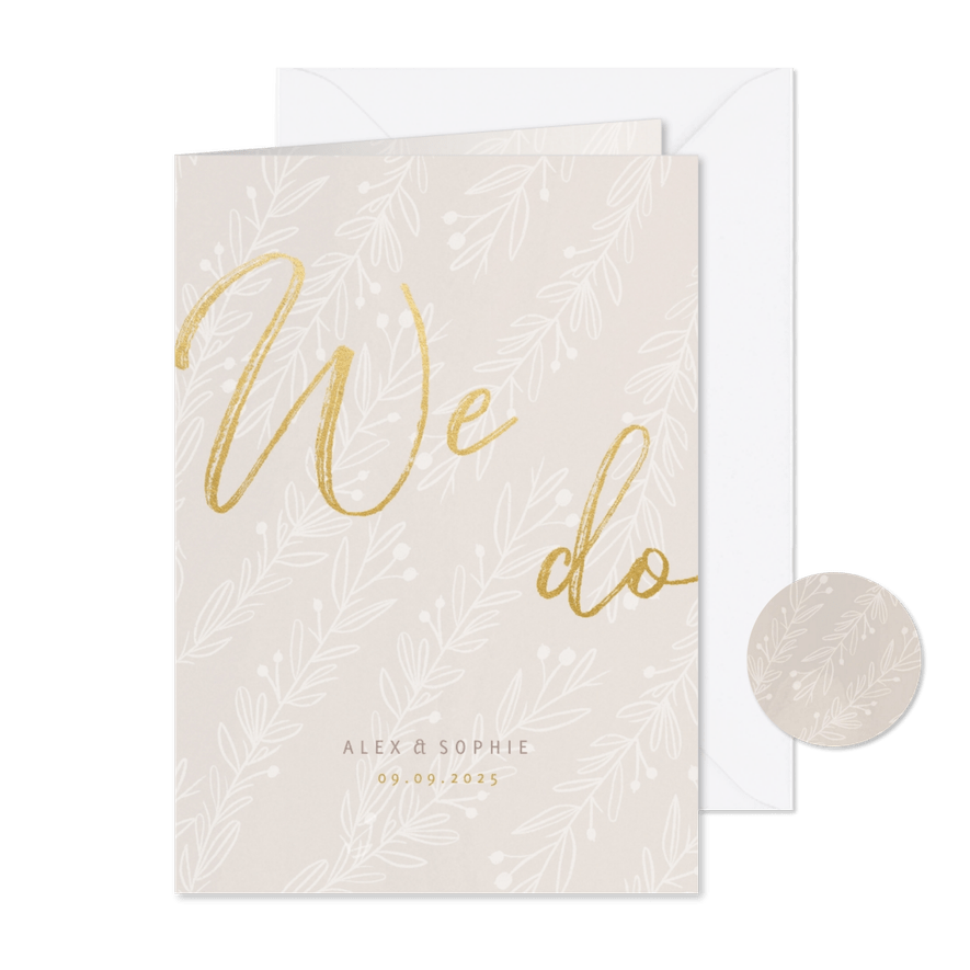 Hochzeitseinladung feine Zweige - Karteneindruck