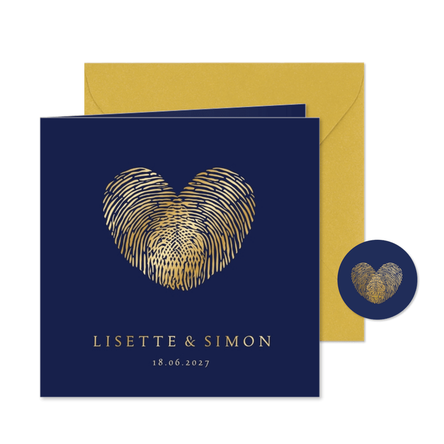 Hochzeitseinladung Fingerabdruck Herz - Karteneindruck