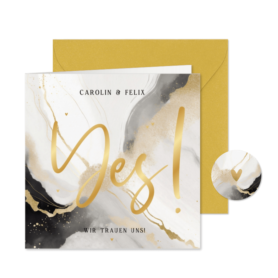Hochzeitseinladung Marmor hell - Karteneindruck