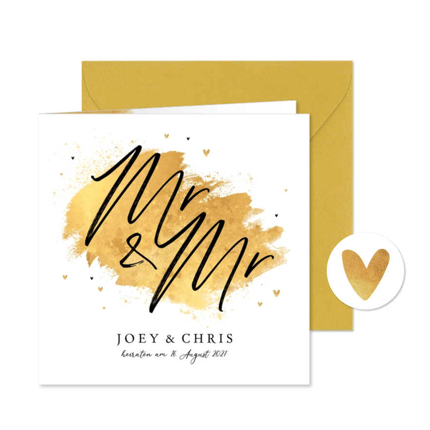Hochzeitseinladung Mr. & Mr. Goldlook - Karteneindruck