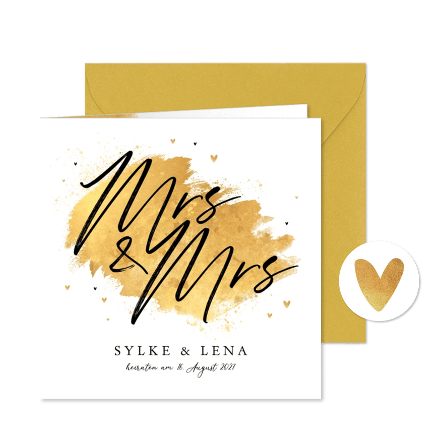 Hochzeitseinladung Mrs. & Mrs. Goldlook - Karteneindruck
