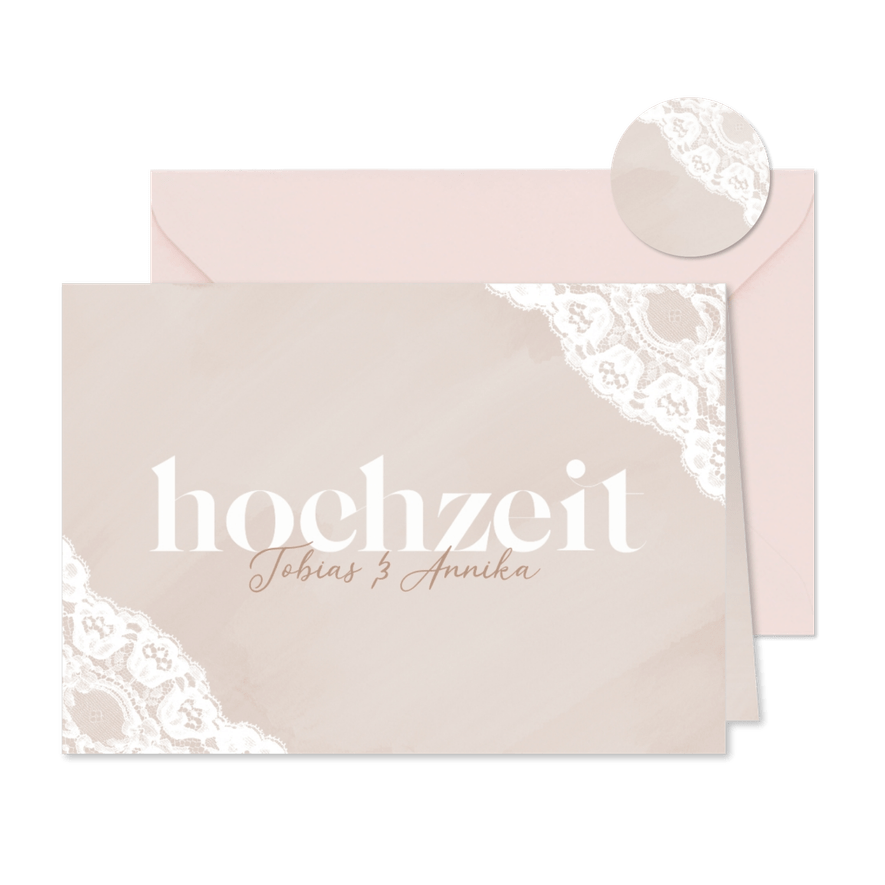 Hochzeitseinladung Spitzendekor - Karteneindruck
