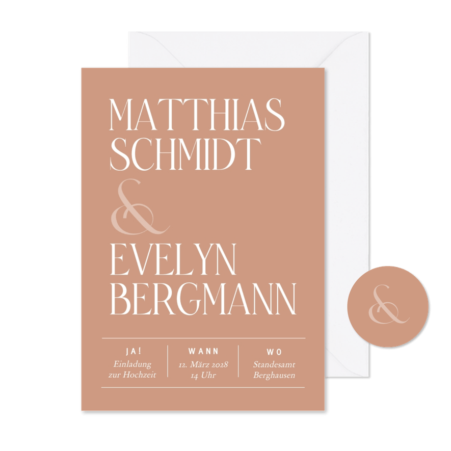 Hochzeitseinladung typografisch - Karteneindruck
