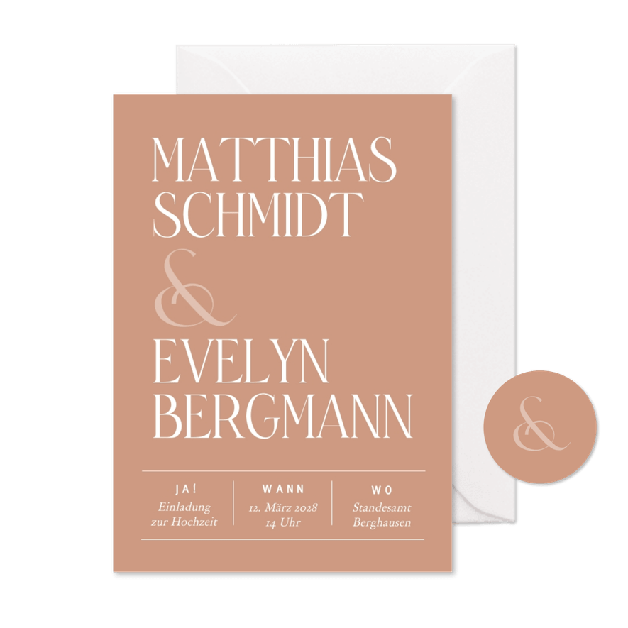 Hochzeitseinladung typografisch - Karteneindruck