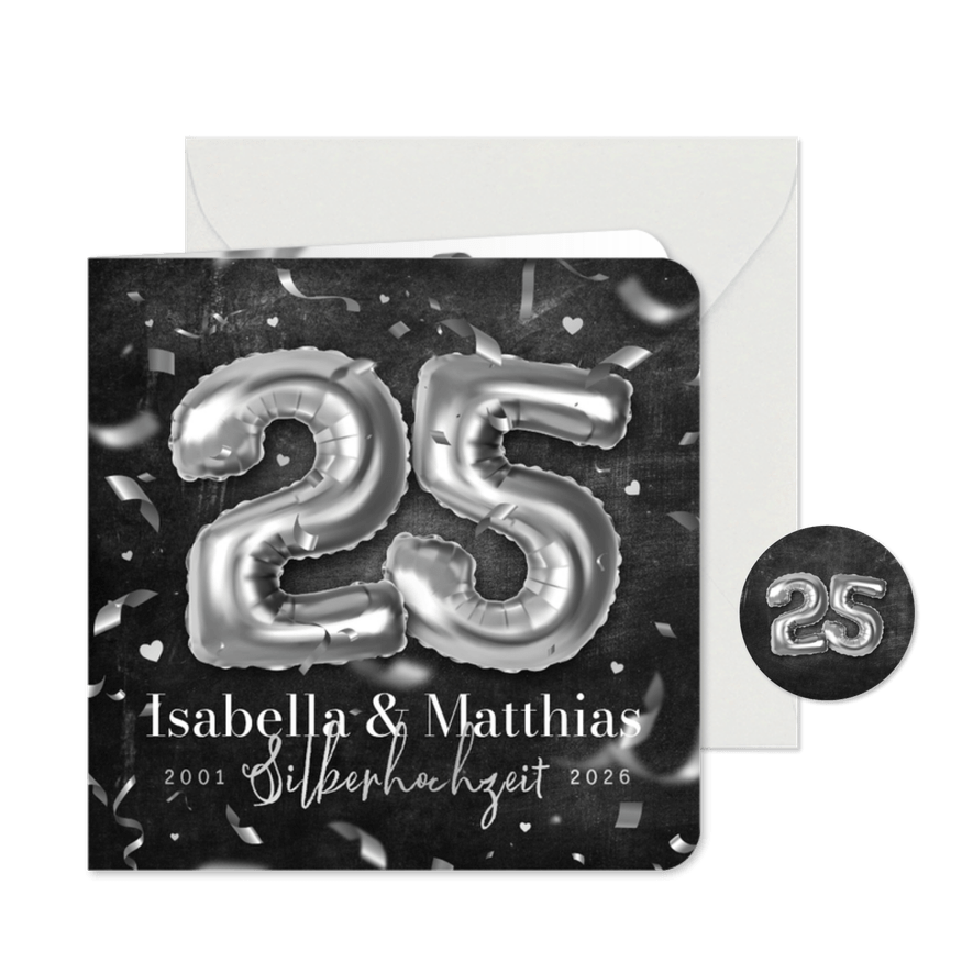 Hochzeitsjubiläum Einladung Silberhochzeit 25 - Karteneindruck