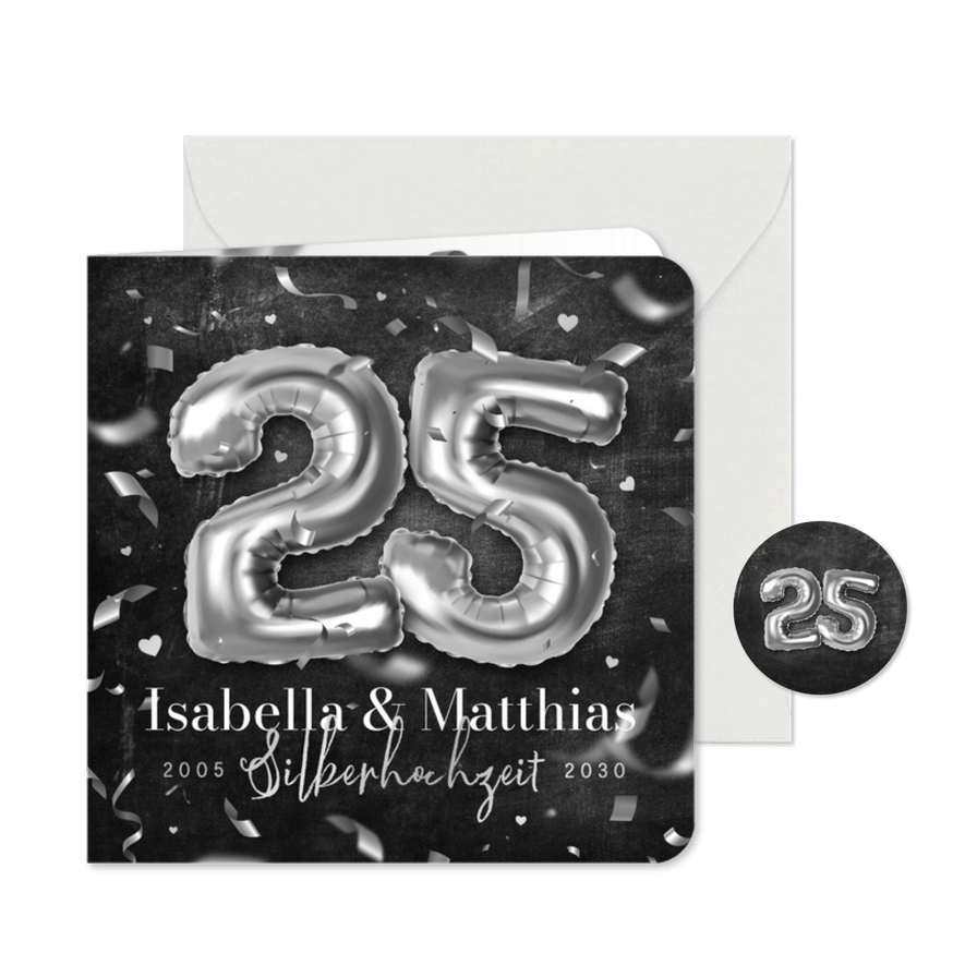 Hochzeitsjubiläum Einladung Silberhochzeit 25 - Karteneindruck

