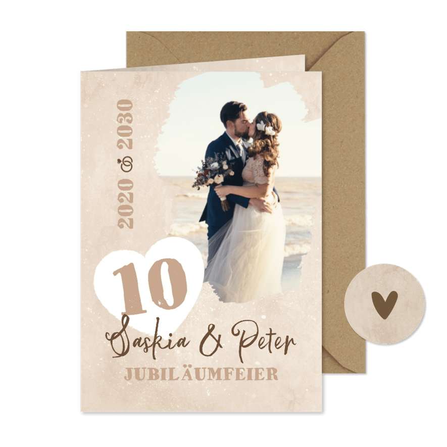 Hochzeitsjubiläum Einladungskarte 10 Jahre Herz Foto - Karteneindruck