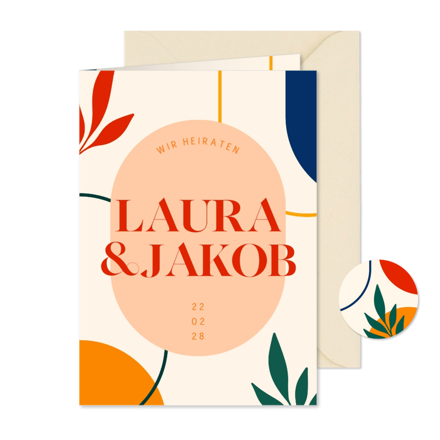 Hochzeitskarte Einladung Abstrakte Kunst - Karteneindruck
