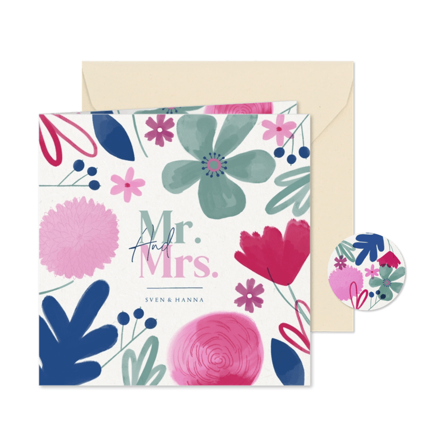 Hochzeitskarte Einladung Aquarellblumen - Karteneindruck
