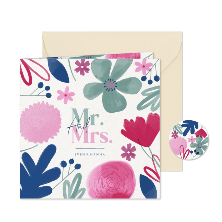 Hochzeitskarte Einladung Aquarellblumen - Karteneindruck