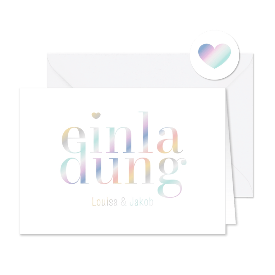 Hochzeitskarte Einladung holografisch - Karteneindruck
