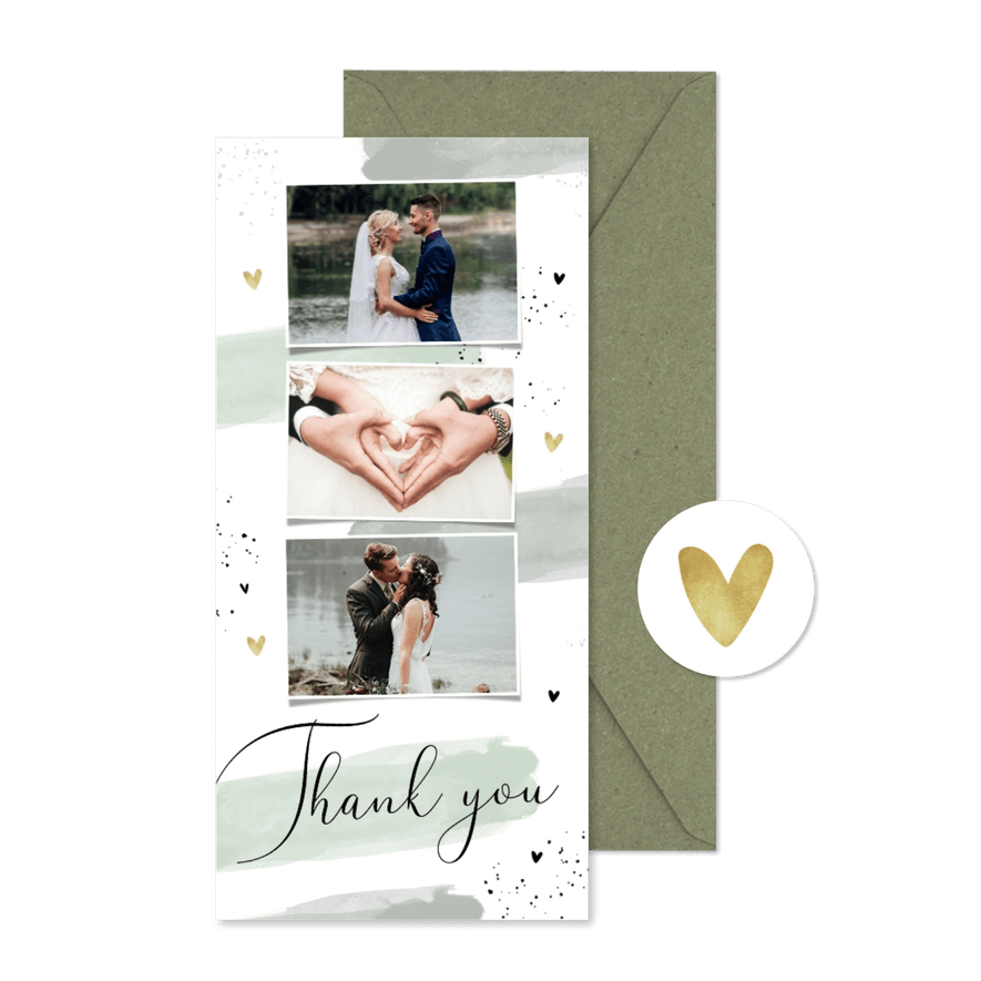 Hochzeitskarte 'Thank You' Aquarell & Typografie - Kartenvorschau