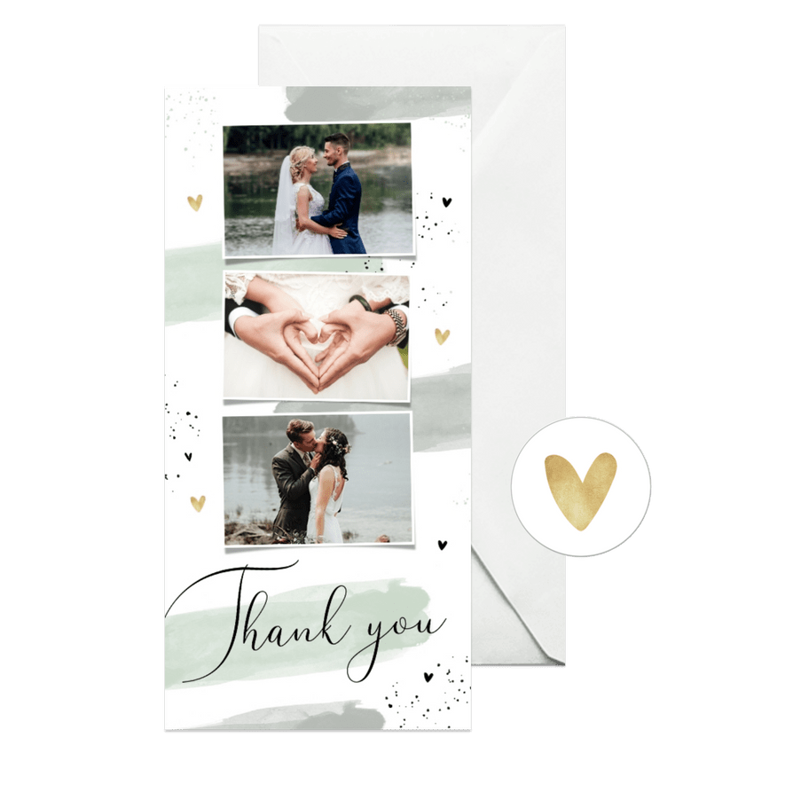 Hochzeitskarte 'Thank You' Aquarell & Typografie - Karteneindruck
