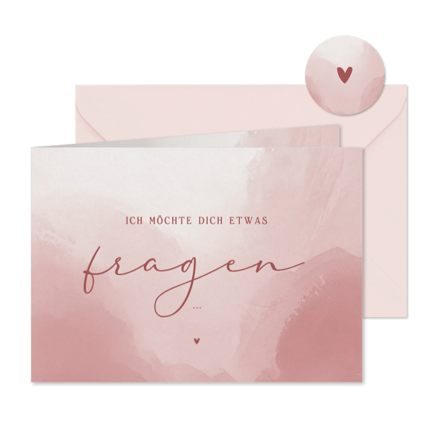 Hochzeitskarte Trauzeuge fragen Wasserfarbe Altrosa - Kartenvorschau