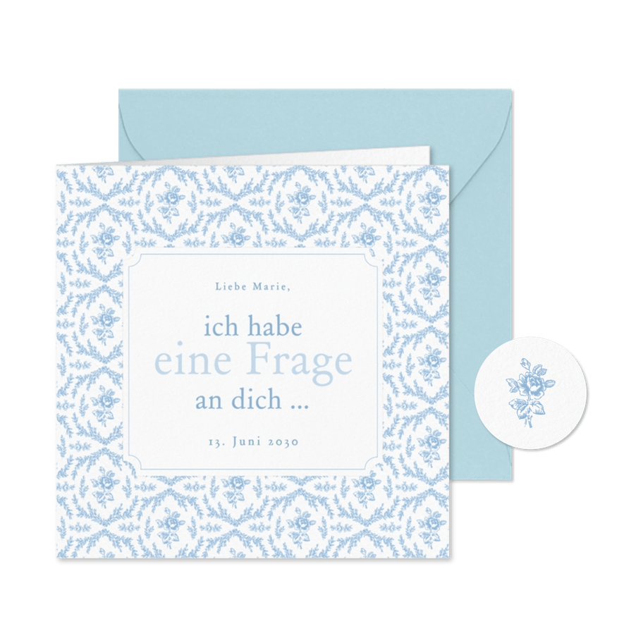 Hochzeitskarte Trauzeugin fragen englische Rose romantisch - Karteneindruck
