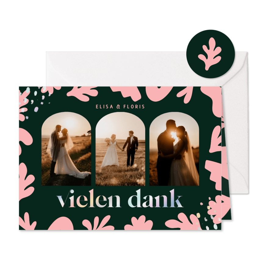 Hochzeitskarten-Dankeskarte abstrakte Blumen - Karteneindruck
