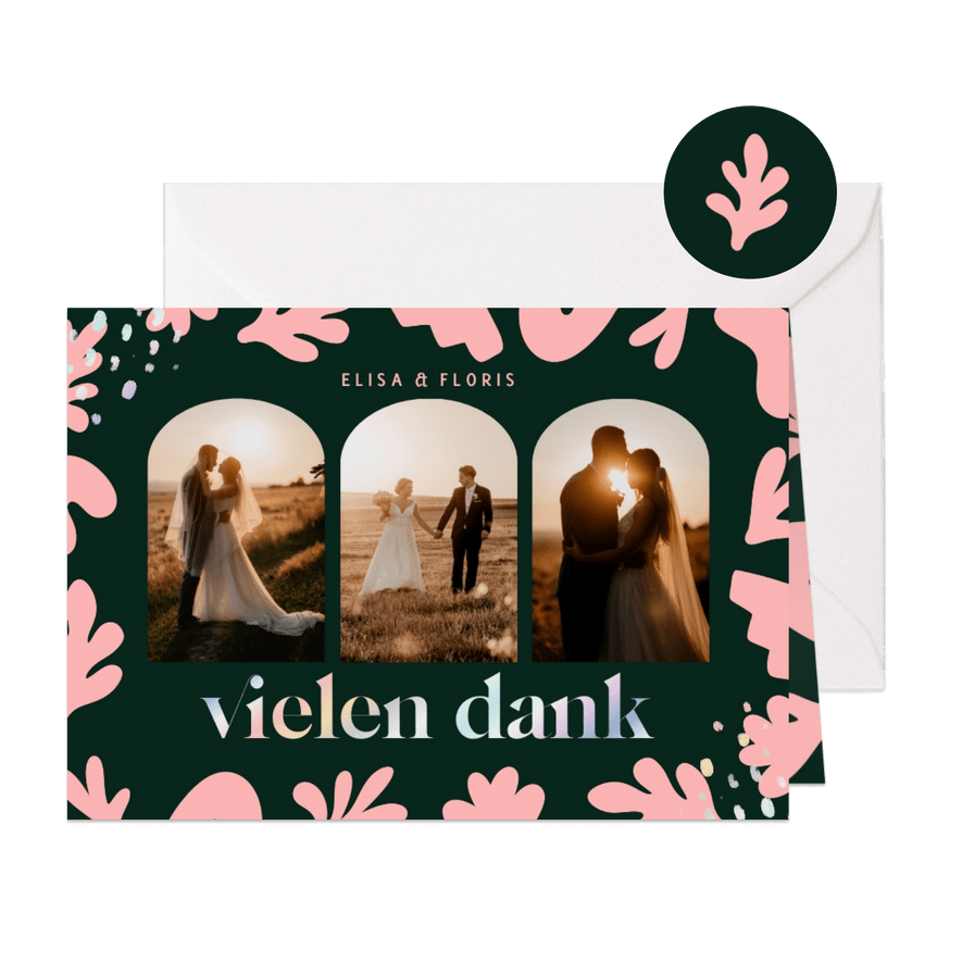 Hochzeitskarten-Dankeskarte abstrakte Blumen - Karteneindruck
