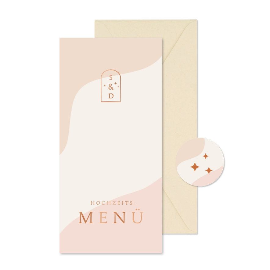 Hochzeitsmenü Karte Bogenfenster Kupfer - Karteneindruck