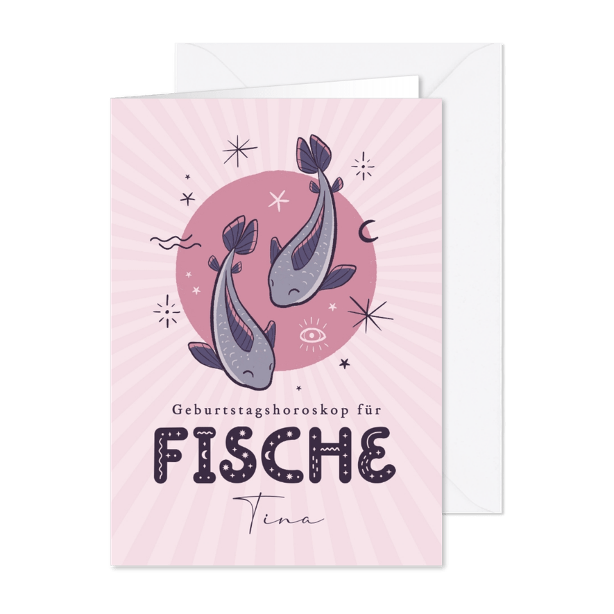 Horoskop-Geburtstagskarte Fische - Karteneindruck