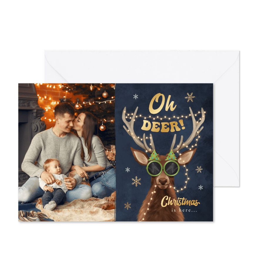 Humorvolle Weihnachtsgrüße 'Oh deer!' - Karteneindruck