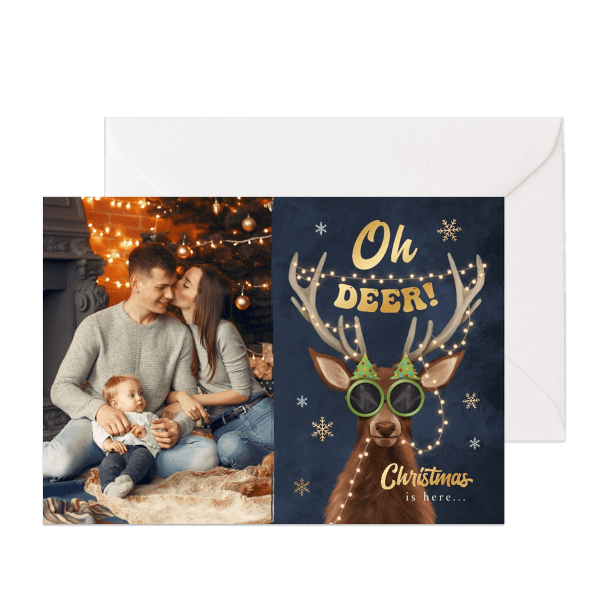 Humorvolle Weihnachtsgrüße 'Oh deer!' - Karteneindruck
