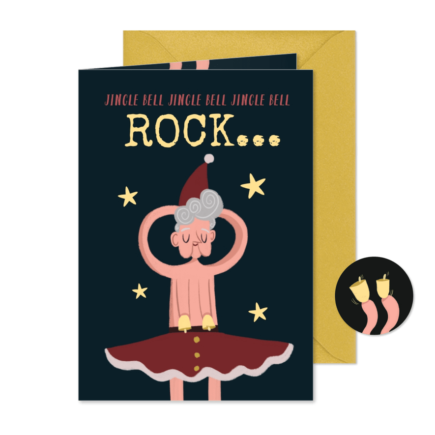 Humorvolle Weihnachtskarte 'Jingle bell rock' - Kartenvorschau