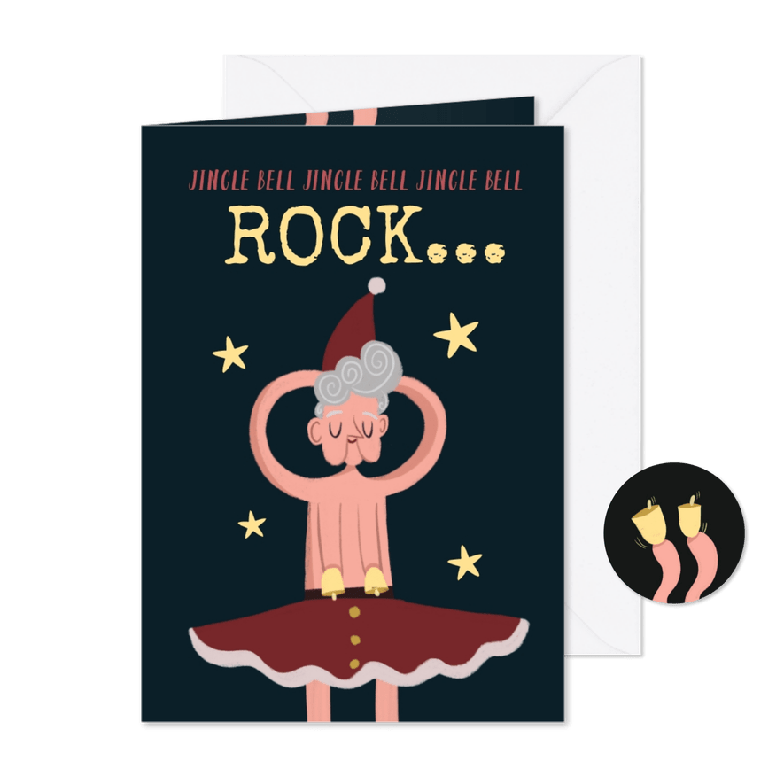 Humorvolle Weihnachtskarte 'Jingle bell rock' - Karteneindruck