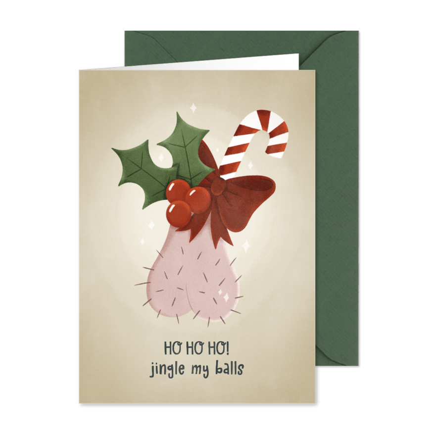 Humorvolle Weihnachtskarte 'jingle my balls' - Karteneindruck
