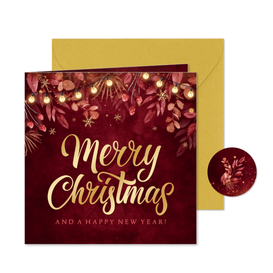 Internationale Weihnachtskarte Lichterkette Aquarell - Karteneindruck