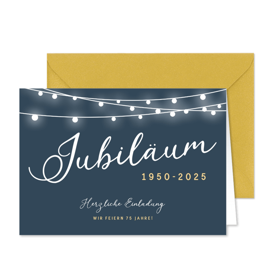 Jubiläumseinladung Firmenjubiläum Lichterkette - Karteneindruck