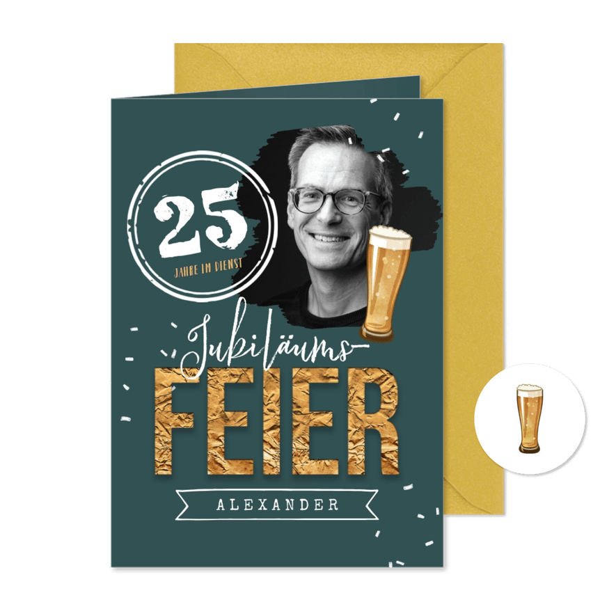 Jubiläumsfeier Mitarbeiter Foto-Einladung - Karteneindruck
