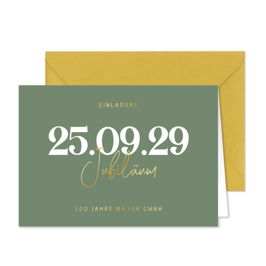 Jubiläumskarte Datum & Goldschrift - Karteneindruck
