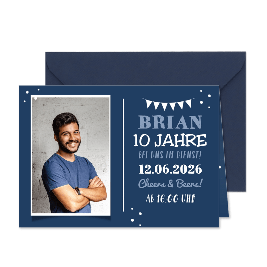 Jubiläumskarte Dienstjubiläum mit Foto - Karteneindruck

