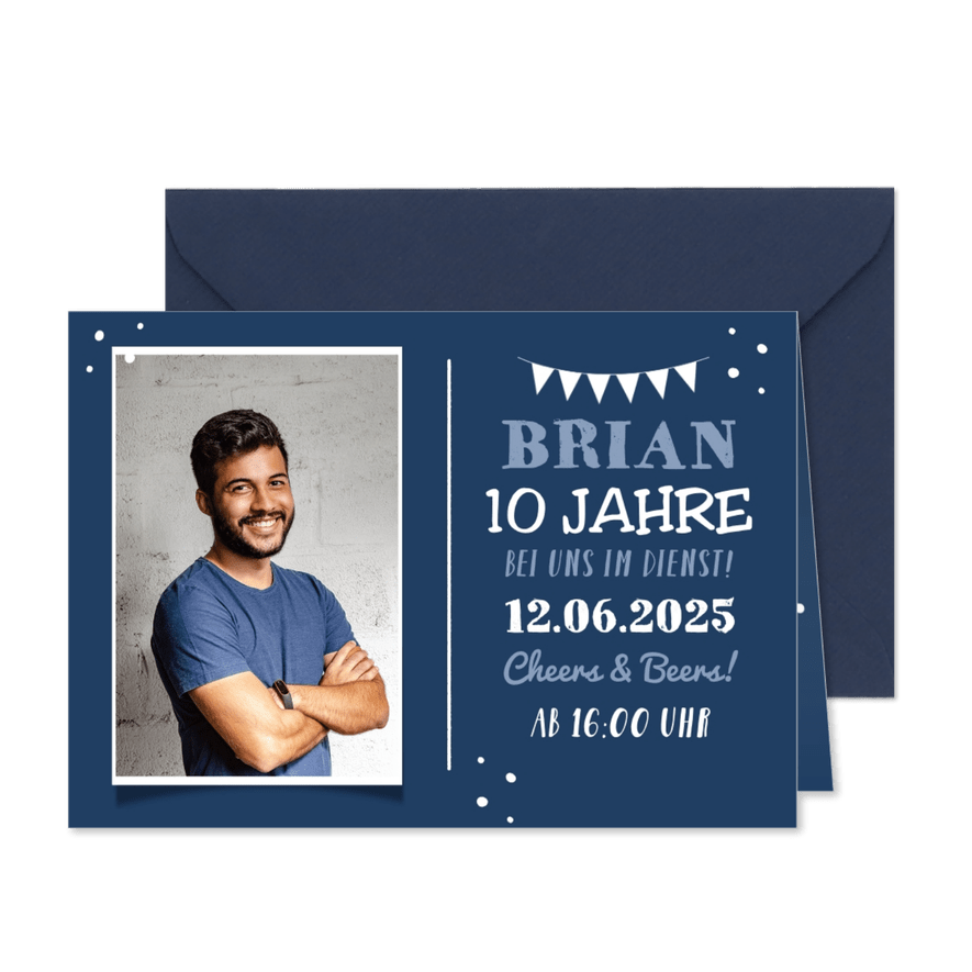 Jubiläumskarte Dienstjubiläum mit Foto - Karteneindruck
