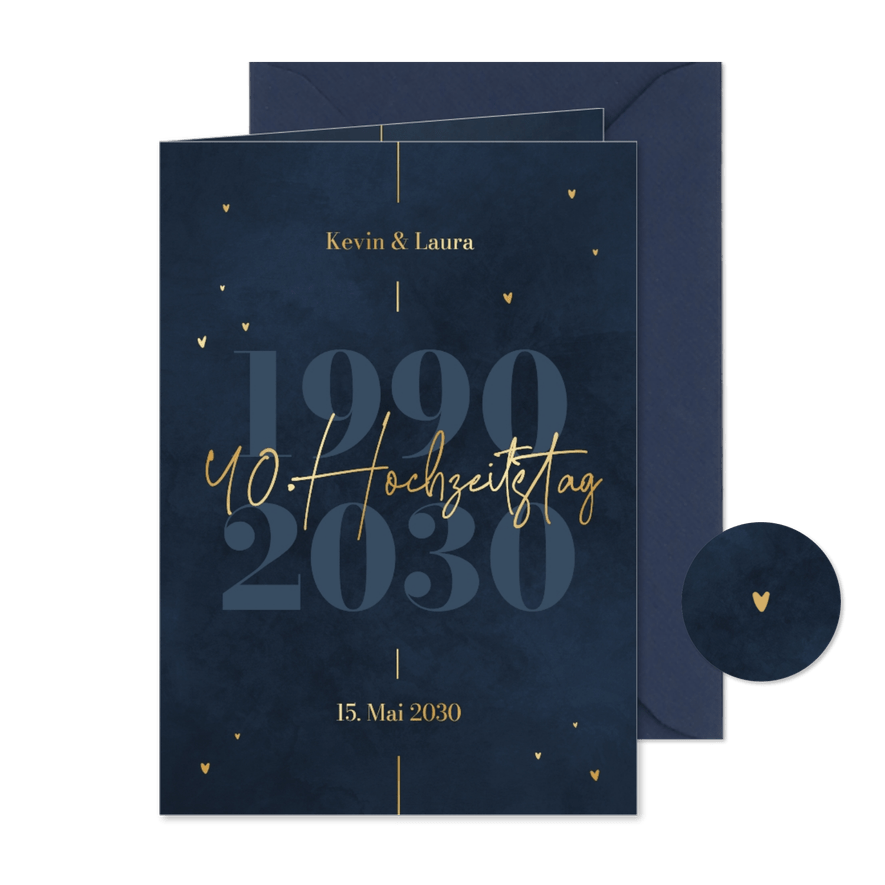 Jubiläumskarte Einladung 40. Hochzeitstag Jahreszahlen - Karteneindruck
