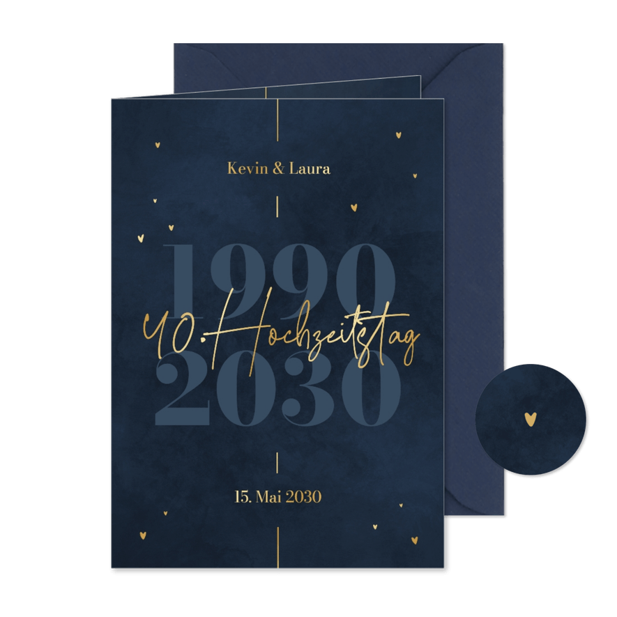 Jubiläumskarte Einladung 40. Hochzeitstag Jahreszahlen - Kartenvorschau