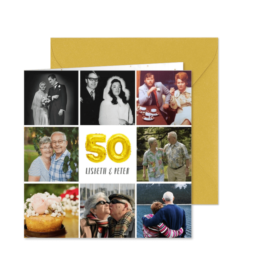 Jubiläumskarte Fotocollage Goldene Hochzeit - Karteneindruck
