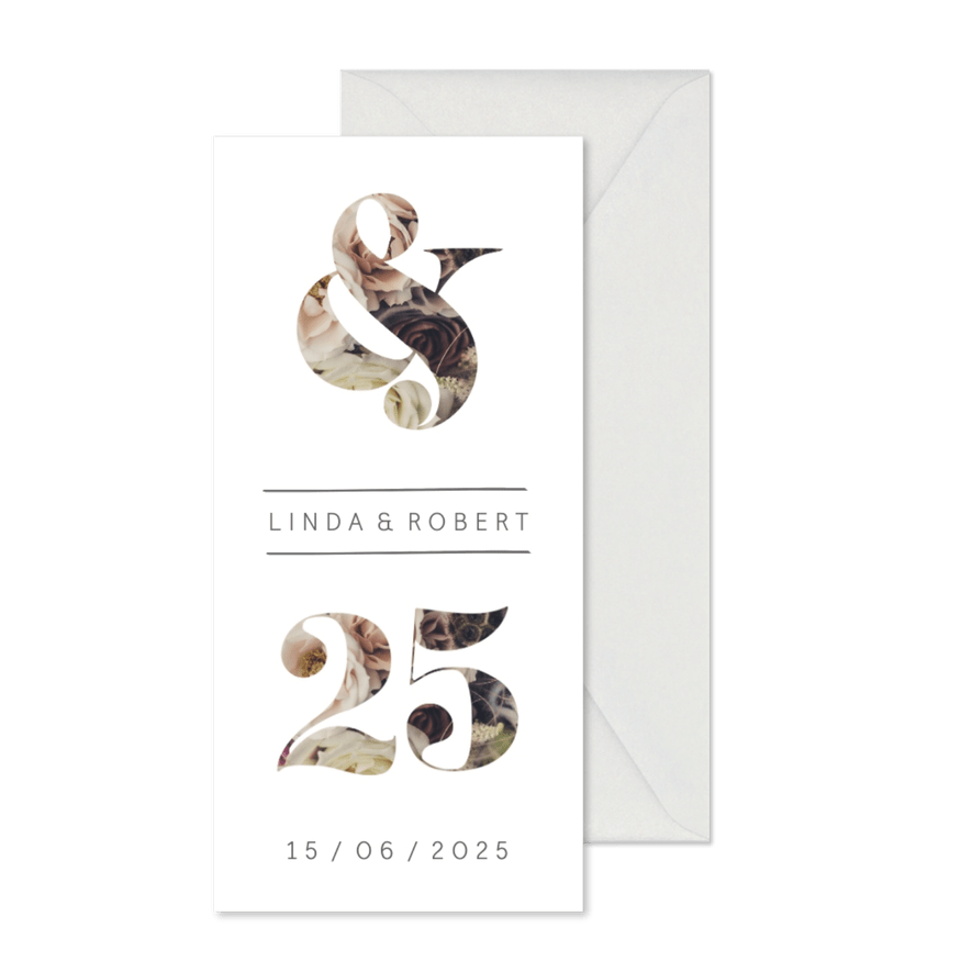 Jubiläumskarte zur Silberhochzeit mit &-Zeichen - Karteneindruck
