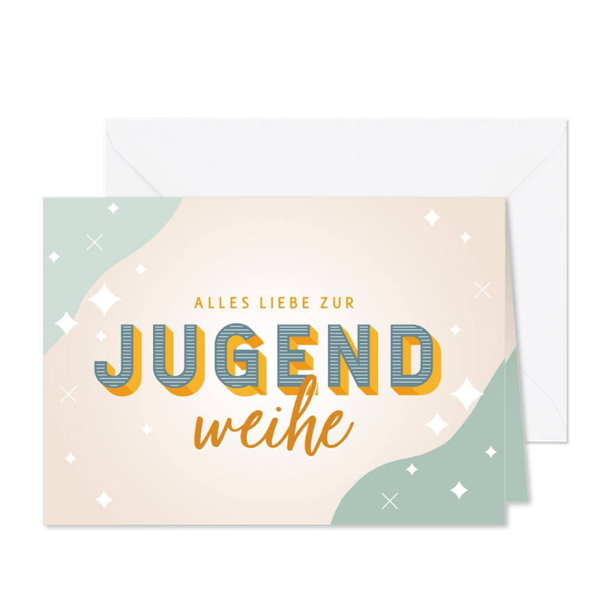 Jugendweihe Glückwunschkarte grafisch grün - Karteneindruck