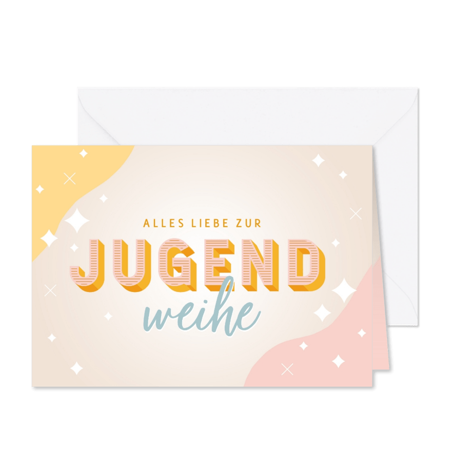 Jugendweihe Glückwunschkarte grafisch rosé - Karteneindruck