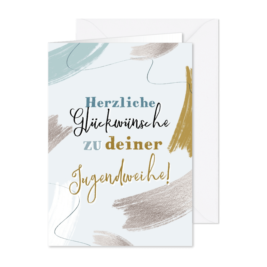 Jugendweihe Glückwunschkarte Pinselstriche - Karteneindruck