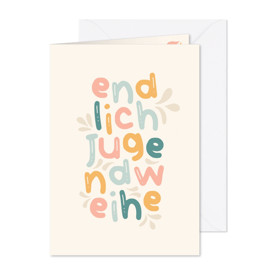 Jugendweihe Karte Glückwunsch Typografie - Karteneindruck