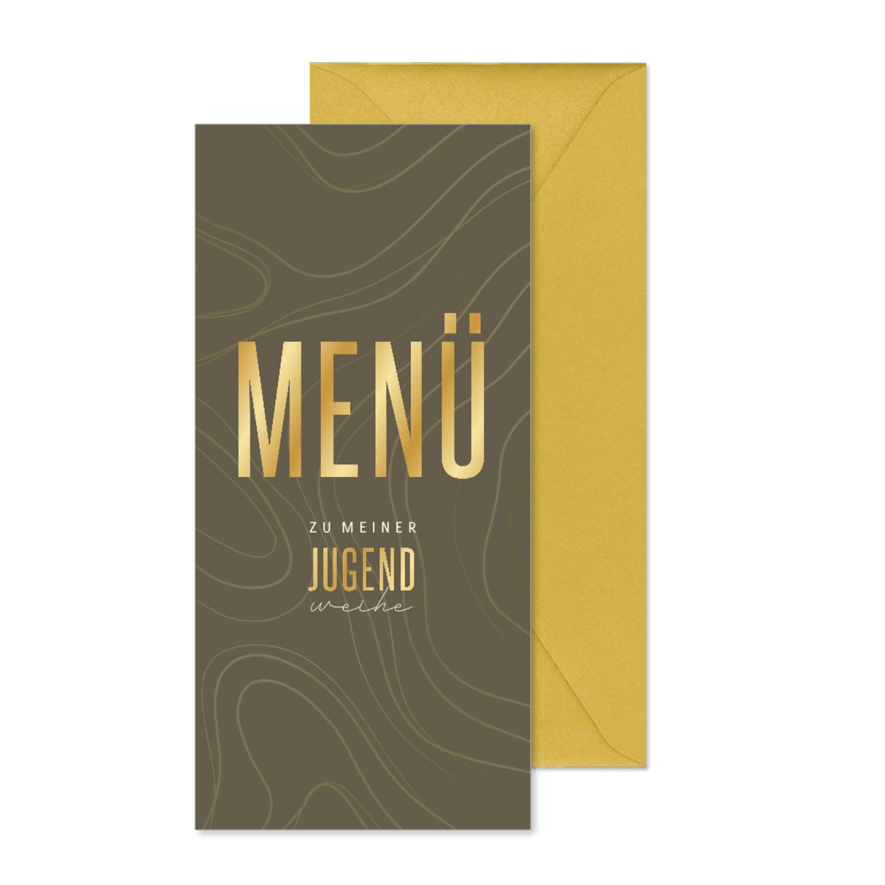 Jugendweihe Menükarte Linienmuster - Karteneindruck
