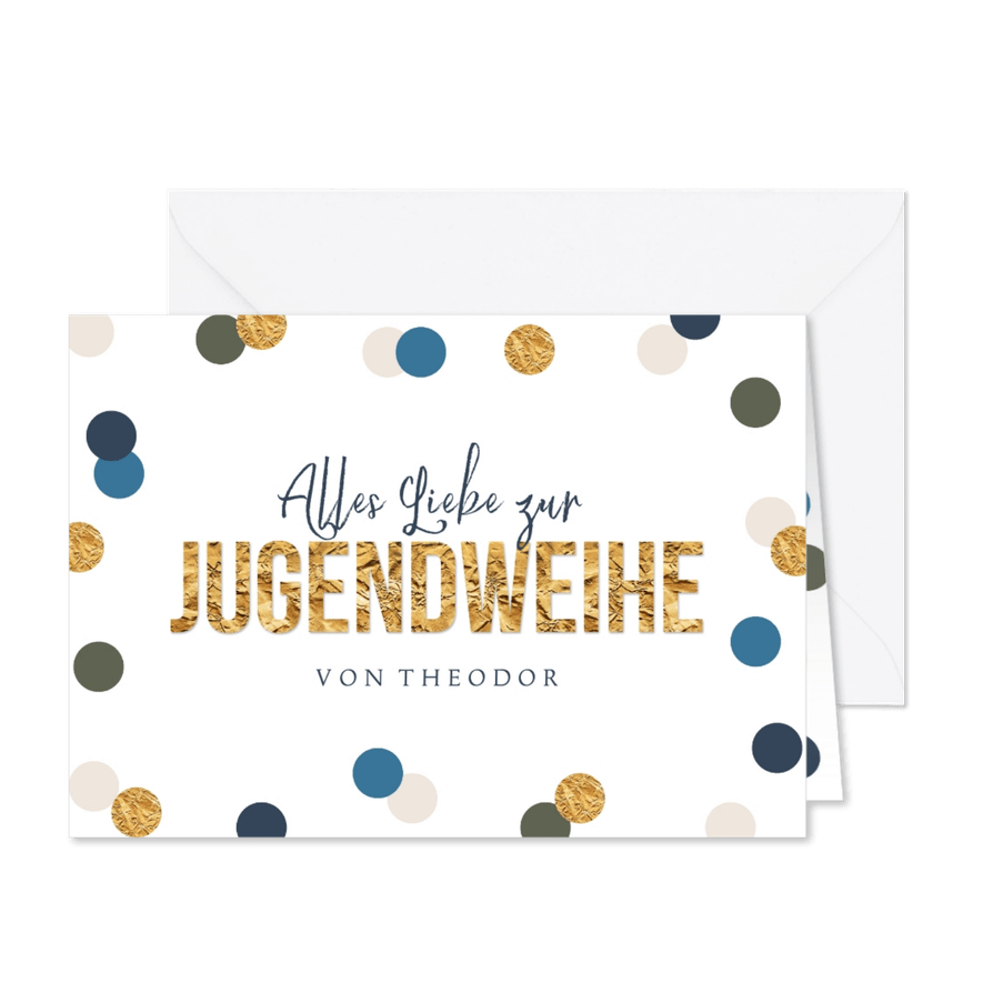 Karte 'Alles Liebe zur Jugendweihe' Konfetti - Karteneindruck