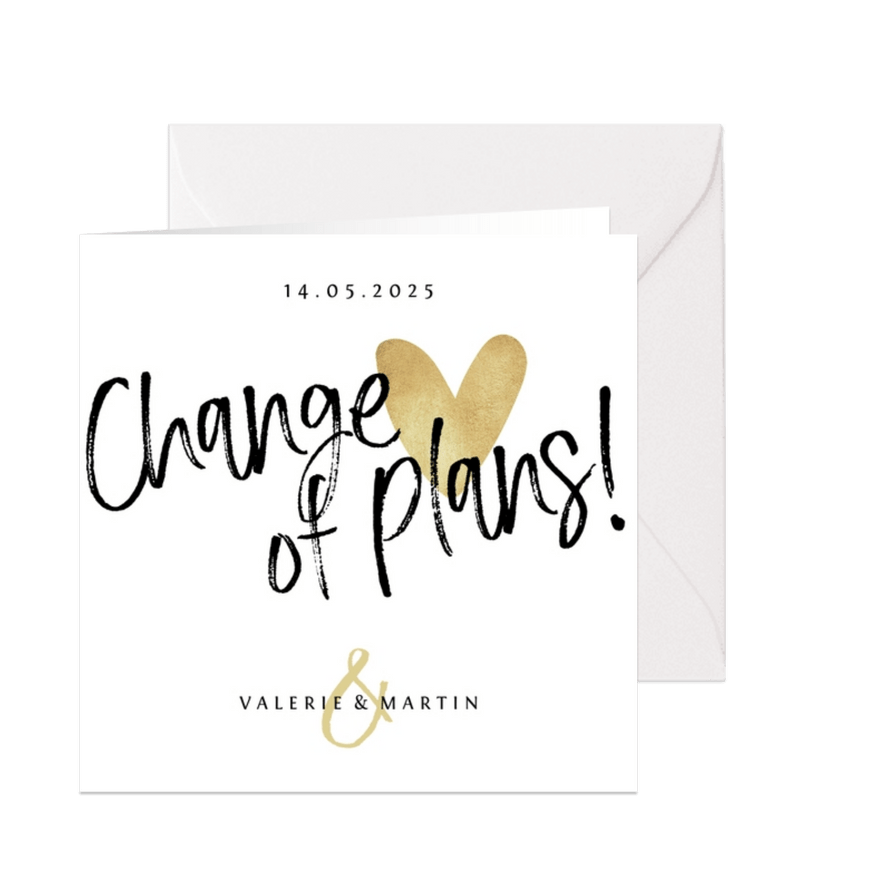 Karte 'Change of plans' Handschrift mit Herz - Karteneindruck
