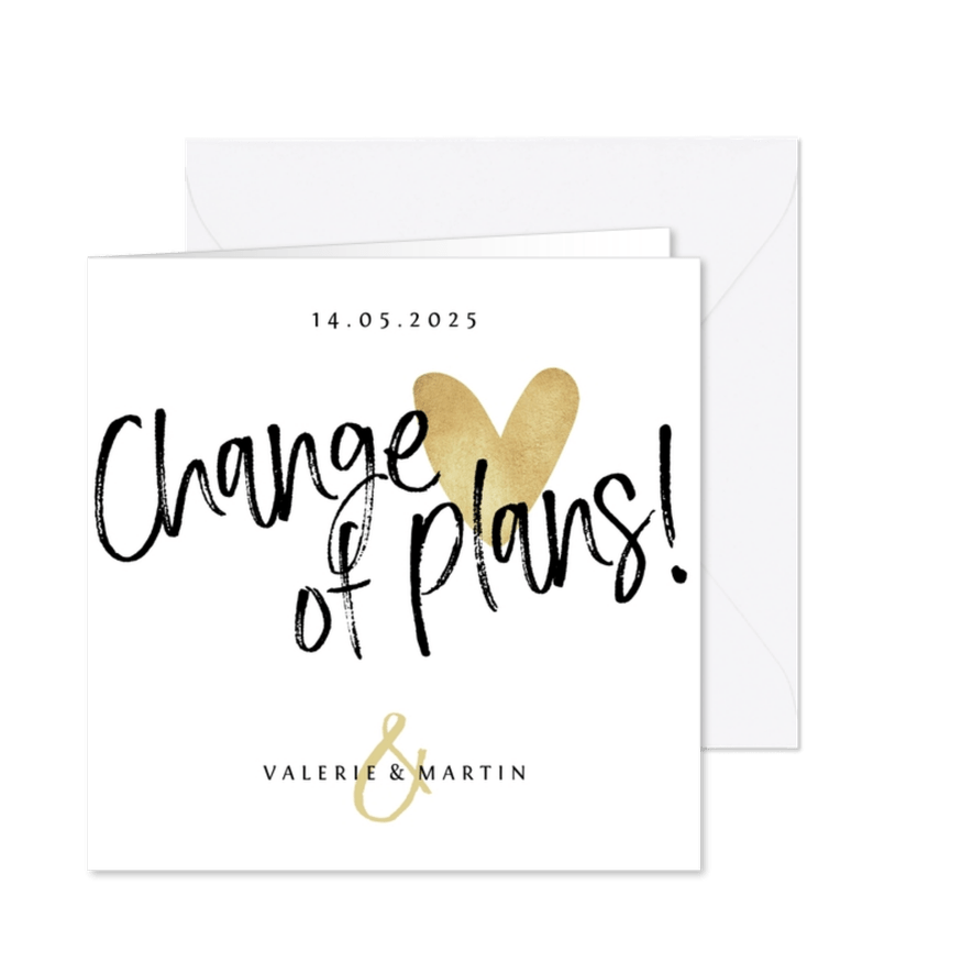 Karte 'Change of plans' Handschrift mit Herz - Karteneindruck