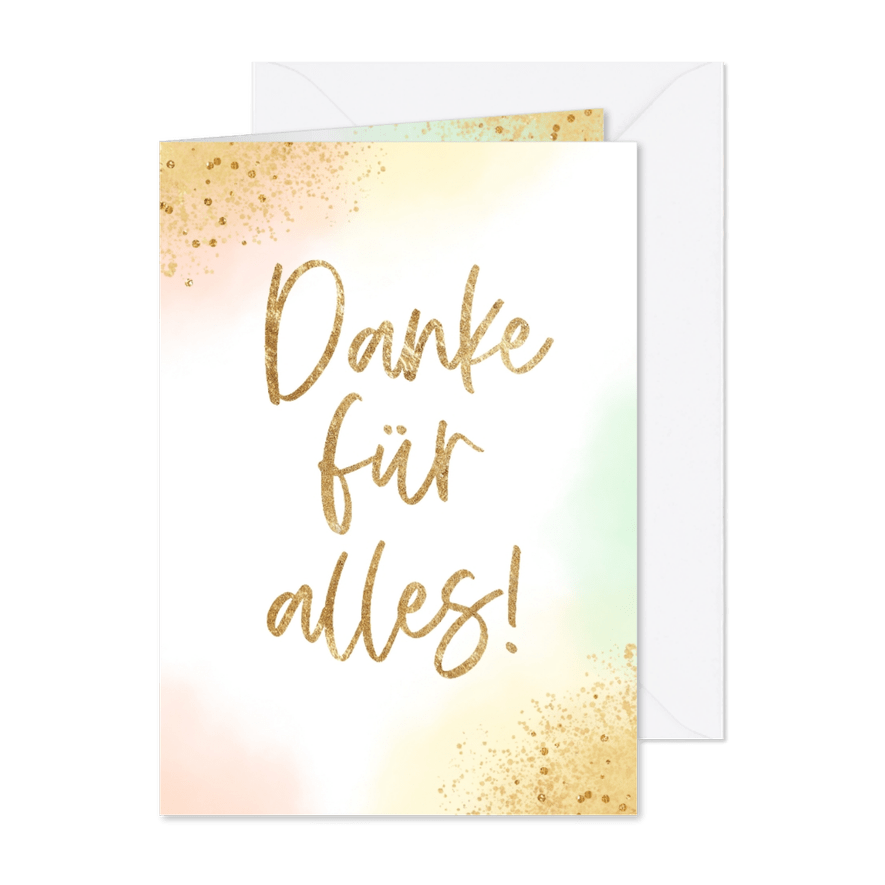 Karte 'Danke für alles' Konfetti & Aquarell - Karteneindruck