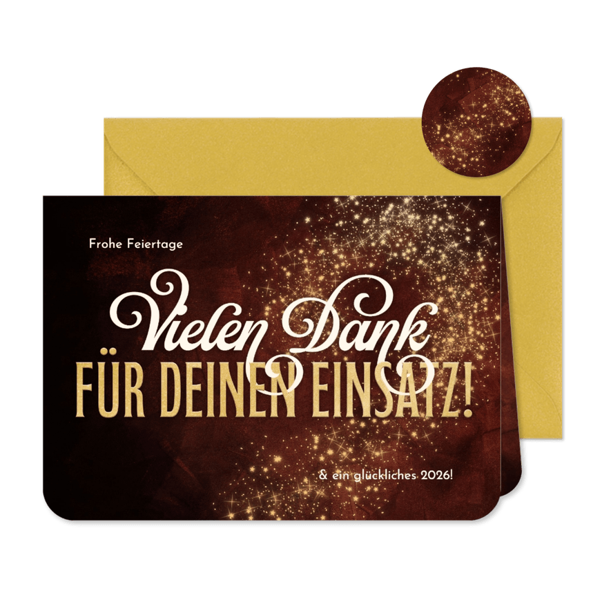 Karte Danke Weihnachten Mitarbeiter elegante Schrift - Karteneindruck