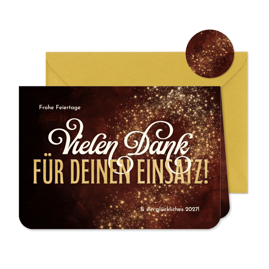 Karte Danke Weihnachten Mitarbeiter elegante Schrift - Kartenvorschau