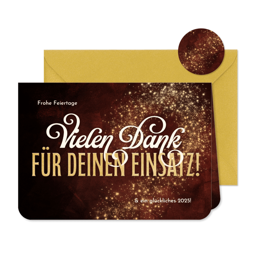 Karte Danke Weihnachten Mitarbeiter elegante Schrift - Karteneindruck
